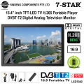 15.4” inch TFT-LED TV H.265 Portable Player DVBT-T2 Digital TV Television Monitor (HDMI/USB/RCA/AV/SD & MMC CARD READER). 
