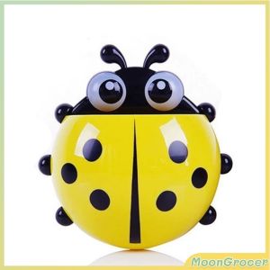 M.G.【Ready in Stock】 Ladybug Cartoon Toothbrush Holder Bathroom Toothbrush Toothpaste Wall Suction Holder Rack Container