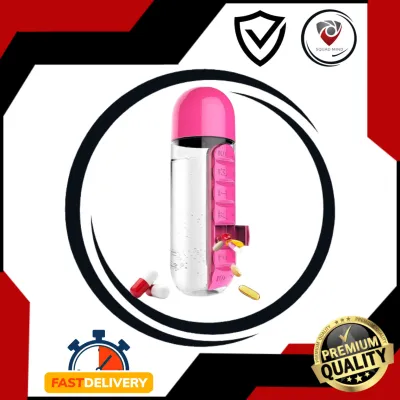 Best Seller TUMBLER WITH MEDICINE BOX | RANDOM COLOR | Water Bottle With Medicine Holder | Sports Tumbler Perfect For Cycling Running Outdoor Activities | Everyday Use Bottle With Medicine Holder | Water Bottle with Medicine Pill Storage Box Combination