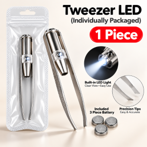 LED Eyebrow Tweezers Stainless Steel Precision Tweezer Hair Removal Facial Hair Plucker Eyelash Brow Shaping Tool 修眉拔毛镊子