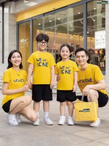 bộ gia đình 3/4/5 người mẫu WE ARE ONE chất thun cotton mềm mịn đủ size từ 6-90kg