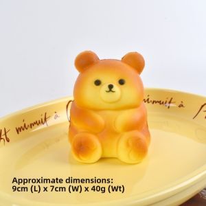 MUSCLEX Handmade Slow Rebound Toy Slow Rising Soft Moist Texture Fidget Toy Realistic Bread Mold Cartoon Bear Squeeze Toy for Desktop Decoration