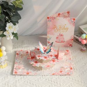 MODERNLUX 3D Pop-Up Cards Foldable Butterfly Flowers Birthday Greeting Card Cute Elegant Gifts Card Surprise Gift