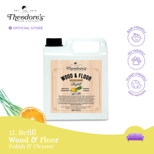 Theodores Wood and Floor Polish 1L Lemongrass Orange Natural Furniture Wax Parquet Conditioner Liquid Scratch Concealer For Hardwood Cabinets Mahogany Tables Bulk Refill Value Size