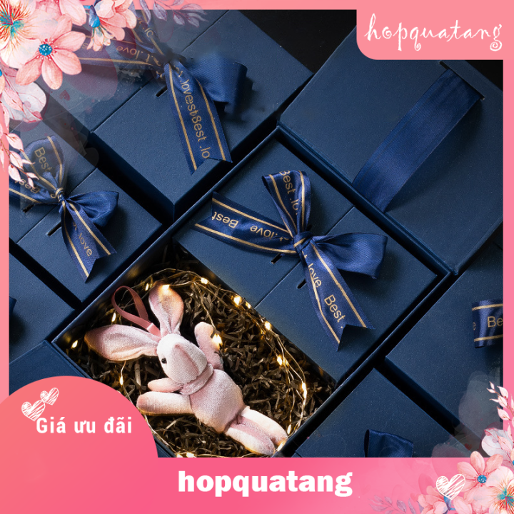 Hộp quà tặng sinh nhật hộp đựng quà son môi mỹ phẩm màu xanh dương sang ...