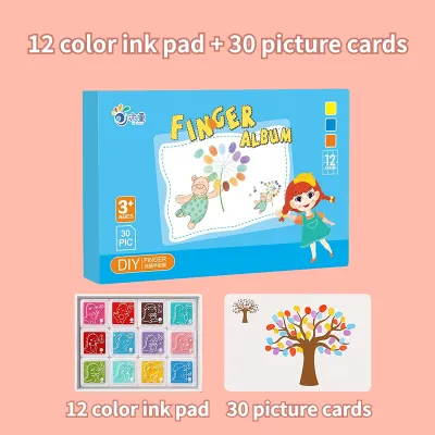 12 Color Finger Paint for kids Finger Painting set with Book washable color Early Learning Toys Creative Art