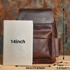 Mens Backpack Sling Bag Men Leather Backpack Men Leather Backpack For Men Crazy Horse Cow Leather 15.6" Laptop Backpack NASVA