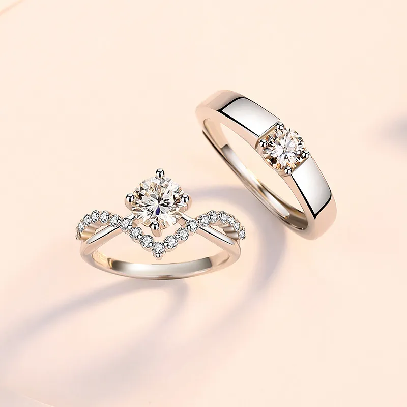 2pcs/Set Y2k Korean & Japanese Rhinestone Crown Couple Rings, Gift For  Couples On Date, Vacation Or Valentine'S Day (No Box) | SHEIN EUQS
