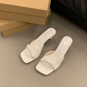 [Free Shipping] High-Heeled Slippers New Summer Styles For Women Square-Toe Thin-Heeled One-Strap Design Suitable For Outdoor Wear