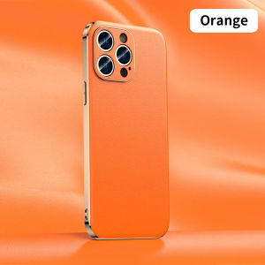 Cowhide Leather Phone Case for 14 12 11 13 Pro Max 14 Plus Luxury Plating Shockproof Protection Back Cover