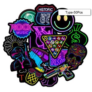 10/30/50PCS New Neon Graffiti Stickers Car Water Cup Laptop Computer Waterproof Stickers Neon Waterproof Stickers Car Luggage Phone Water Cup Decorative Stickers Graffiti Waterproof Sticker