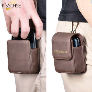 KISSCASE Magnetic Cell Phone Holster for Samsung Galaxy ZFlip 4 ZFold 4 3 2 1 Leather Phone Pouch with Metal Belt Buckle Outdoor Waist Bag Soft Lining