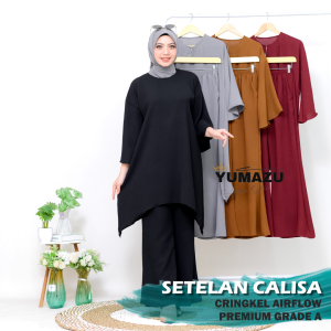 SETELAN BAJU CALISA WANITA KEKINIAN SET FASHION MUSLIM MURAH TERLARIS CRINKLE PREMIUM TERBARU