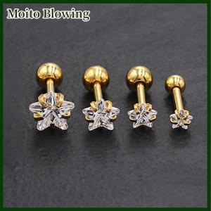 Moito 316L thép không gỉ Helix Sao Bông tai phụ nữ 1PC xu hướng Zircon Thùy rook sụn tai trang sức phụ kiện cơ thể