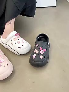 WomenS Shoes: Odor-Resistant Height-Increasing Thick-Soled Clogs For Summer Fashionable Outdoor Wear Non-Slip Beach Shoes With Detachable DIY Accessories
