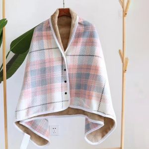 AODDO Mùa đông Chăn mặc được Thường ngày Vải flanen Chăn kẻ sọc dày Khăn choàng gia đình Khăn choàng chăn