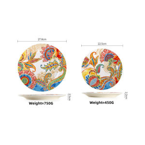 จานอาหารชุดภาชนะเซรามิกบนโต๊ะอาหารสไตล์อเมริกัน OMK