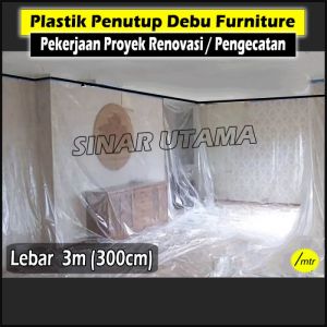 Plastik Meteran Penutup Proyek Renovasi Alas Lantai Tembok Tutup Cat Besi Kayu Kuas Roll Anti Debu Air S