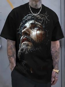 Mens Good Friday 3D T-Shirt Jesus Christ Cross Graphic Crew Neck Short-Sleeve Fashion Vintage Faith-Based Daily Men Tee Tops