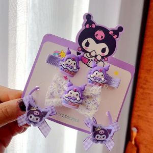 5Pcs Sanrio My Melody Kuromi Cinnamoroll Series Hair Rope Hair Clip Hairpin Cute Cartoon Kawaii Hairpin Hair Accessories Set