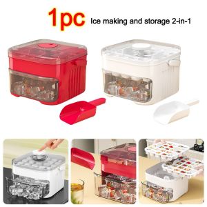 PLNBFG with Easy-press Lid Ice Maker with Easy Press Cap Large Capacity 50-Cube Household Ice Storage Ice Box Portable Reusable Ice Cube Machine for Refrigerator Storage
