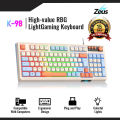 Zeus x Raiku Wired Rainbow LED Ligh Gaming Keyboard 98 Keys Silent Keys With Volume Knob Media Keys. 