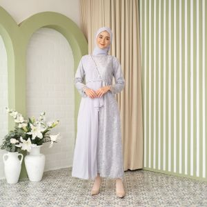 Gamis Brokat Polos Mix Slendang Payet Yuma Baju Tunangan Bridemades Kekinian
