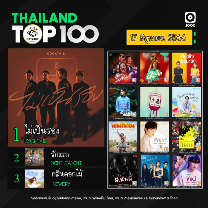 MP3 JOOX Thailand Top 100 (ไทย-สากล) 17 มิ.ย. 2566 (แผ่น CD , USB แฟลช 