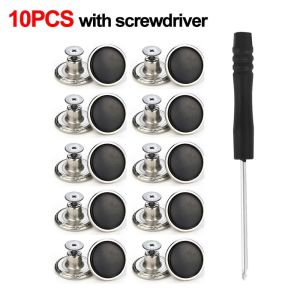 MILDPETAL 10Pcs/pack Nail Free Jeans Buttons With Screwdriver Clothing Pants Waist Extenders Button Adjustable 17mm Waist Buckle Jeans
