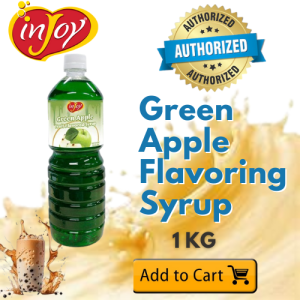 Injoy Green Apple Flavored Syrups 1.3kg (1L) - Refreshing Fruit Syrup for Beverages & Desserts