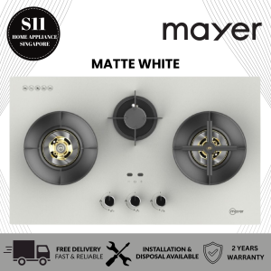 MAYER 88cm GLASS GAS HOB MMGH388HI - MATTE GREY / MATTE WHITE / BLACK - 2 YEARS WARRANTY