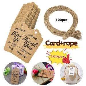 100pcs Kraft Paper Gift Tags Thank You for Celebrating with Us Labels with Ropes Card Gift Wrap