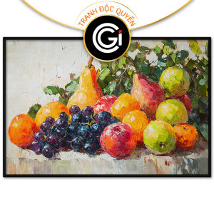 Tranh tĩnh vật hoa quả. Tranh treo tường dán tường sơn dầu tranh trí canvas. CGI-1479