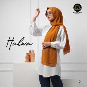 Daradiora Halwa Pashmina Soft Pad Antem Terbaru Jilbab Instan Hijab Bahan Ceruty Warna Polos Mute