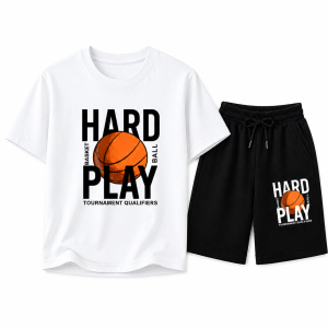 Set Bộ Quần Áo Tay Ngắn Thun Cotton Lạnh 4 Chiều Hình In HARD PLAY cho bé từ 13 Đến 50KG - CON XINH