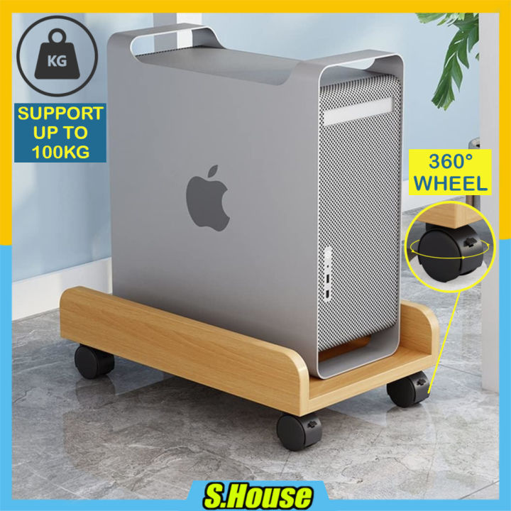 Computer CPU Holder Rack Stand Bracket Wheel Office Bedroom Rak Roda ...