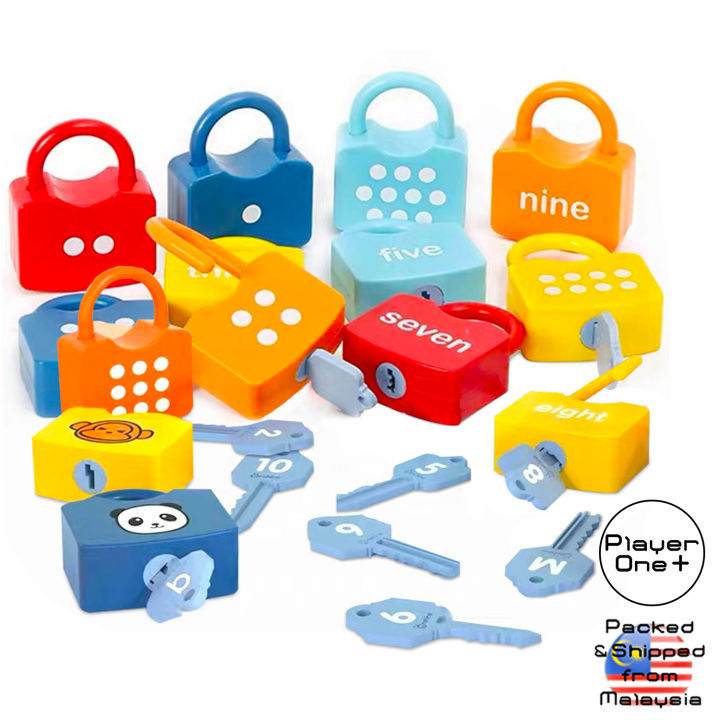 Kids Learning Locks with Keys Numbers Matching Counting Animals