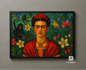 Tranh Nghệ thuật "Người Phụ Nữ Và Chiếc Vòng Cổ" VIETSMART ART - Acrylic 60 x 90cm