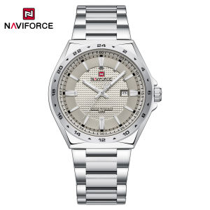 NAVIFORCE Original Quartz Watch for Men Calendar Stainless Steel Strap Luminous Pointer Round Case Waterproof 30m Men Casual Fashion Watch NF9266