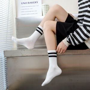 CHARMI Autumn Winter Striped  Fashion Cotton Casual Hosiery Female Socks Middle Tube Hosiery Korean Style Socks
