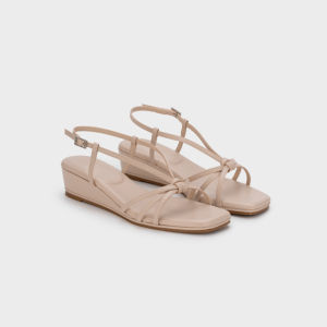 Nose Knotted CloudFoam Slingback Wedge Heel Sandal