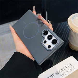 เคสโทรศัพท์มือถืออะคริลิคแข็ง แบบแม่เหล็กไร้สาย PC สําหรับ Samsung Galaxy Note 20 Ultra S25 Edge S24 S23 S22 S21 S20 FE Plus Ultra ครอบกันกระแทก สีทึบ Casing