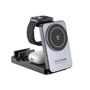 ToKerNew Foldable Magnetic Wireless Charger Stand Pad For iPhone 16 15 14 13 12 Pro Max iWatch Airprods Pro Fast Charging Station