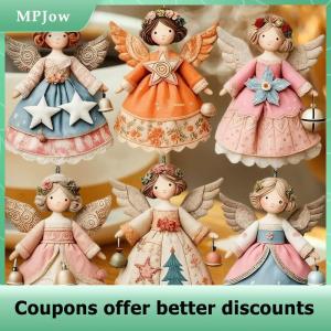 【MPJow】 6 12 24 36Pcs Christmas Tree Decor Vintage 2D Christmas Angel Girl Wooden Pendant For Home Xmas Wall Hanging Ornament Decoration