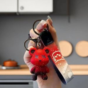 Gradient Starry Bear Keychain PVC Cartoon Pendant Cute Bag Charm for Couples