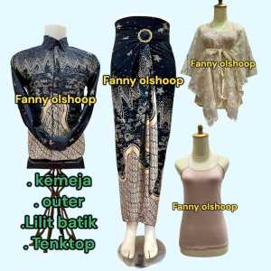 Couple Kemeja Batik Pria Rok Lilit Dan Outer Pita / Couple Kemeja Lengan Panjang Batik Terbaru 2025 varian motif
