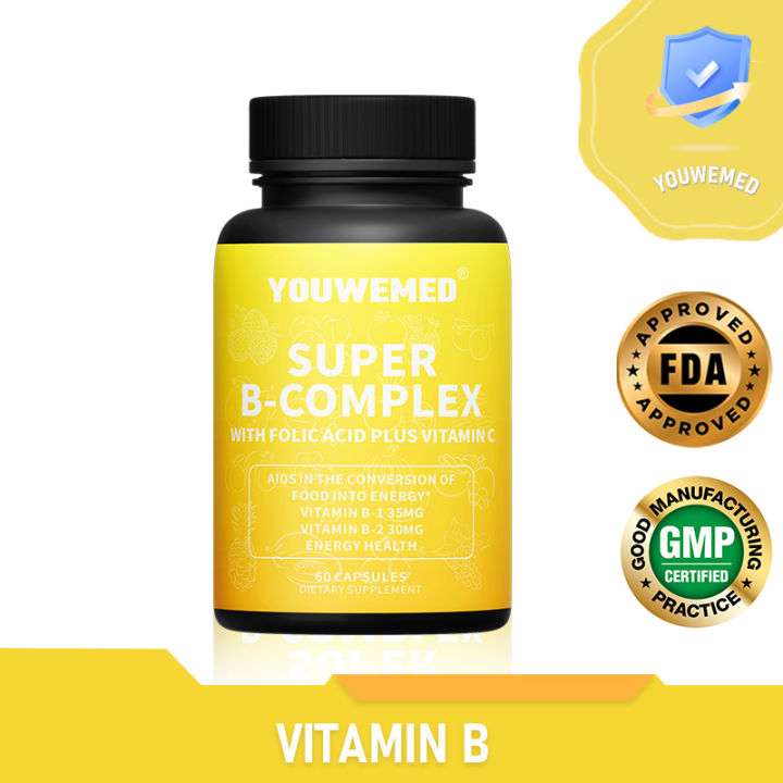 Vitamin B Complex Supports brain cell health & immunity, with B12