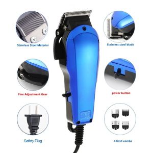 Japan 12V High Power Plug-in Heavy Duty Pet Grooming Clippers Kit Low Noise with Comb Guides Brush Scissors Comb for Small Medium Large Dogs Horse Cats