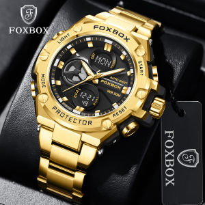 Lige Sub Thương Hiệu Foxbox hiển thị thời gian Kép Đồng hồ nam doanh nhân Sáng Không Thấm Nước Thạch Anh Kỹ Thuật Số LED Thể Thao dành cho Nam bằng thép không gỉ Đồng Hồ + Hộp