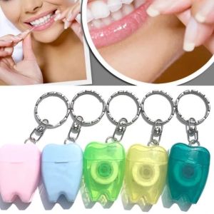Portable Dental Floss Keychain Oral Hygiene Floss Teeth Cleaning Oral Care Tool (Random Color)